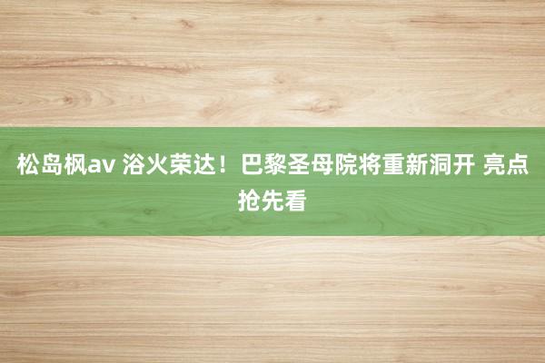 松岛枫av 浴火荣达！巴黎圣母院将重新洞开 亮点抢先看