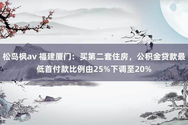 松岛枫av 福建厦门：买第二套住房，公积金贷款最低首付款比例由25%下调至20%