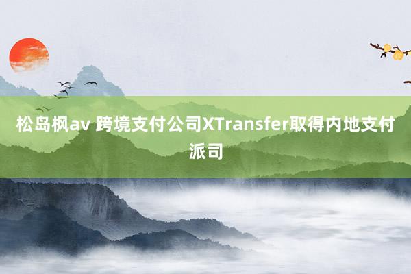 松岛枫av 跨境支付公司XTransfer取得内地支付派司