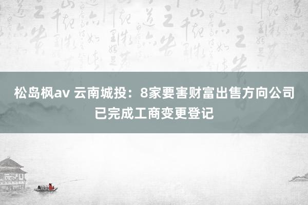松岛枫av 云南城投：8家要害财富出售方向公司已完成工商变更登记