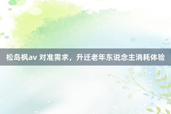 松岛枫av 对准需求，升迁老年东说念主消耗体验