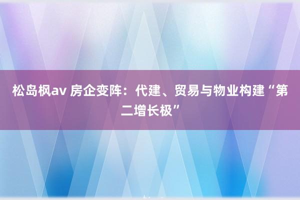 松岛枫av 房企变阵：代建、贸易与物业构建“第二增长极”