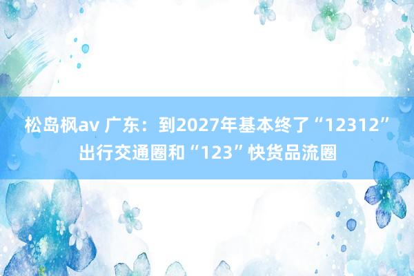 松岛枫av 广东：到2027年基本终了“12312”出行交通圈和“123”快货品流圈